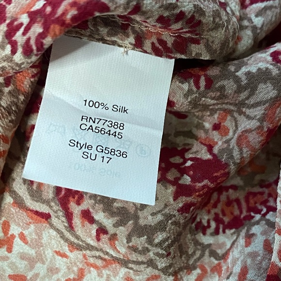 Madewell Top Boho Silk Blouse Floral Paisley Off Shoulder Large Summer Fall - Picture 6 of 6